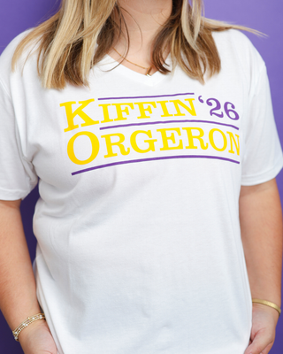 White V Neck Kiffin Orgeron '26 Campaign Tee
