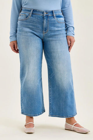 Judy Blue Mid Rise Ankle Wide Leg Jeans