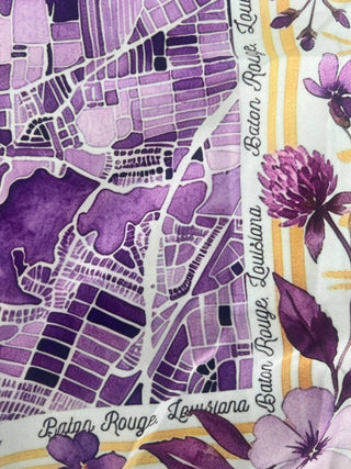Large Baton Rouge Map Watercolor Scarf