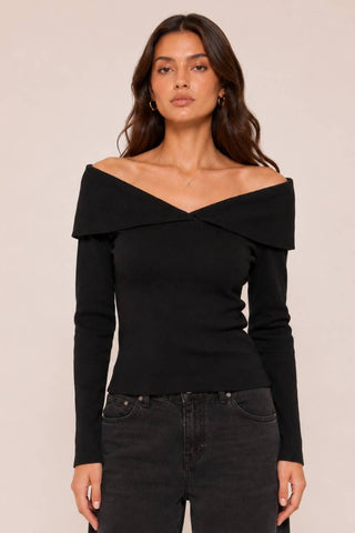 Off Shoulder Crossover Knit Top