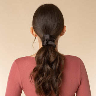 Metallic Mesh and Recycled Fabric Satin Scrunchies 2pc Set