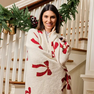 Red Bows Plush Throw Blanket
