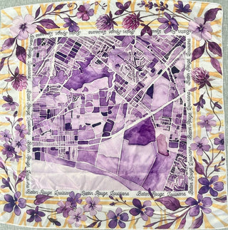 Large Baton Rouge Map Watercolor Scarf