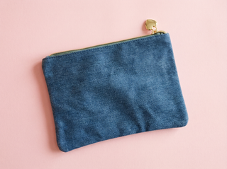 Denim + Bows Medium Soft Zipper Pouch