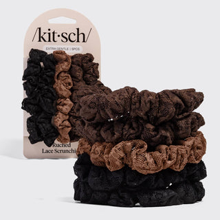 Ruched Lace Scrunchies 5pc Set