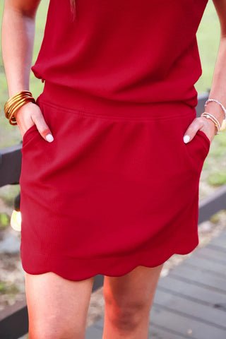 Arrival 8/7 - Make it Count Skort Set in Deep Red