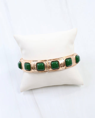 Allie Hammered Gold Stretch Bracelet in Green