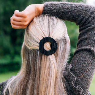 Teleties Jet Black | Small | Flat Open Circle Hair Clip