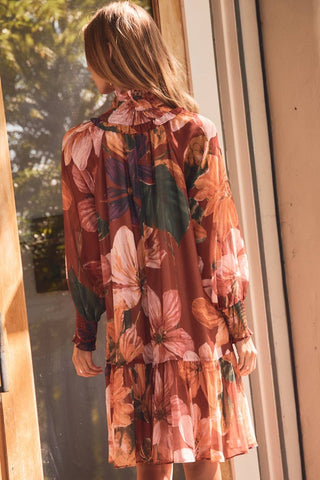 Farrah Fall Floral Chiffon Dress
