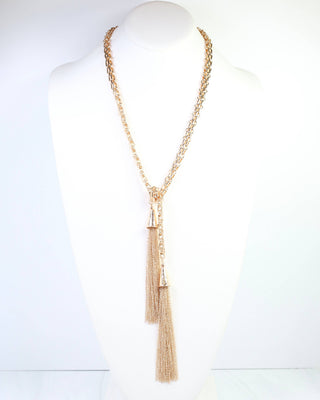 Marley Long Tassel Chain Necklace Gold