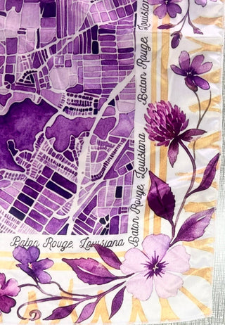 Large Baton Rouge Map Watercolor Scarf