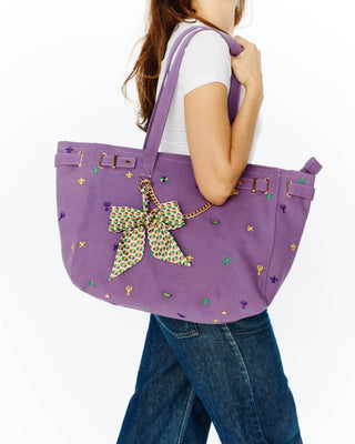Mardi Gras Embroidered Tote with Charm