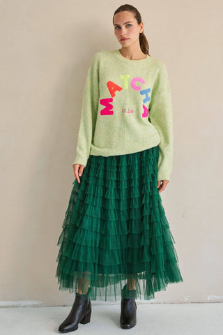 Evergreen Tiered Ruffle Maxi Skirt
