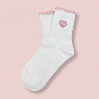 Pink Nola Ruffle Edge Socks