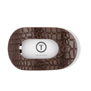 Teleties Brown Crocodile Large Flat Round Hair Clip