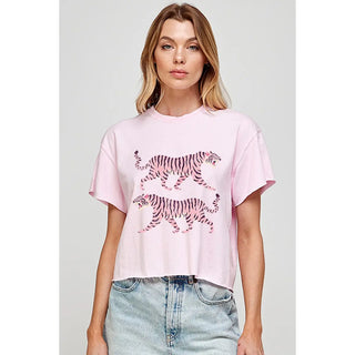 Orchid Vintage Tigers Crop Tee