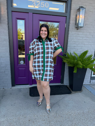 Cassidy White Christmas Plaid Dress