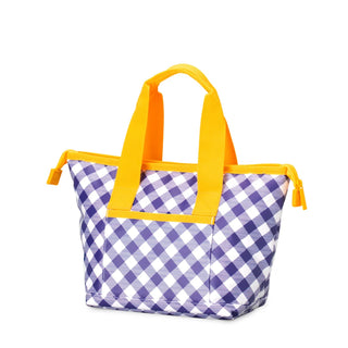 SWIG Lunchi Gameday Gingham Purple & Gold Lunch Bag