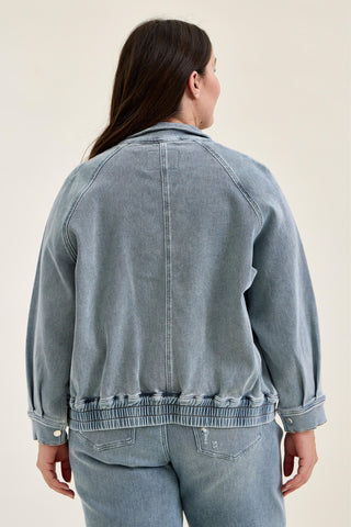 Judy Blue Knit Indigo Denim Bomber Jacket