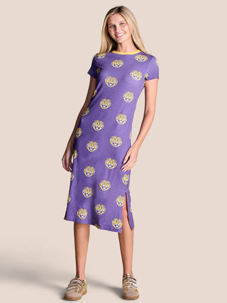 Licensed LSU Roster Ribbed Midi Dress