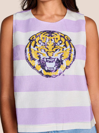 Licensed LSU Gameplan Striped Linen Tank