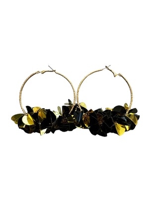 Black & Gold Sprinkle Hoop Earrings