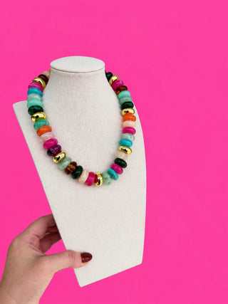 Multi Circle with Gold Bead Necklace