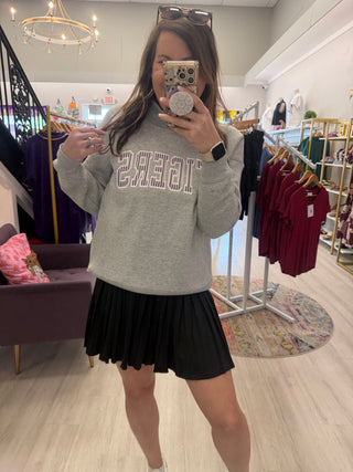 Preppy TIGERS Striped Mockneck Sweatshirt