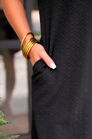 Black Ezra Textured Zipper Dress