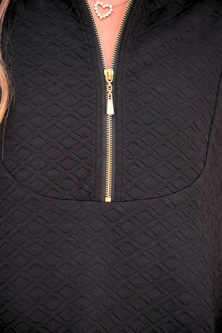 Black Ezra Textured Zipper Dress