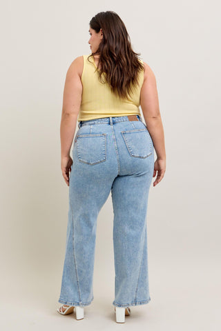 Judy Blue Stone Wash Retro Jeans with Skewed Hem