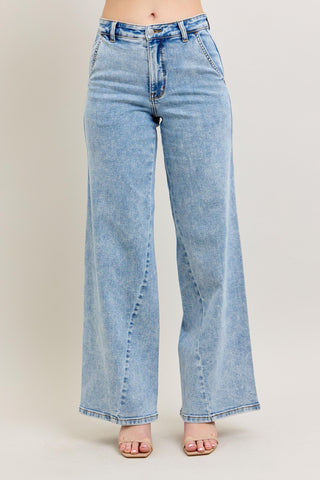 Judy Blue Stone Wash Retro Jeans with Skewed Hem