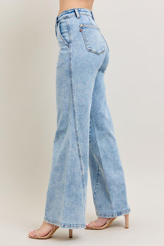 Judy Blue Stone Wash Retro Jeans with Skewed Hem