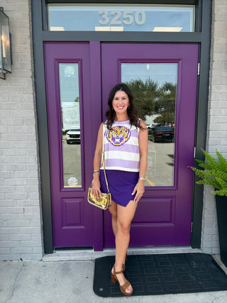 Licensed LSU Gameplan Striped Linen Tank