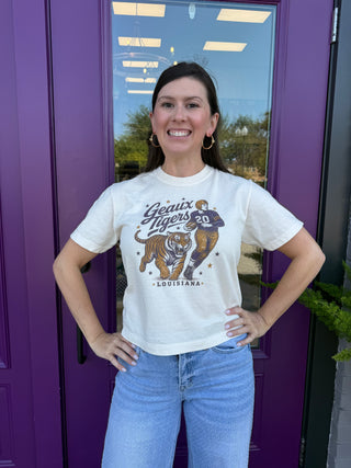 Vintage Geaux Tigers Boxy Crop Tee