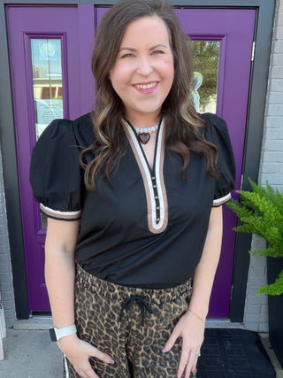 Drew Black & Gold Blouse