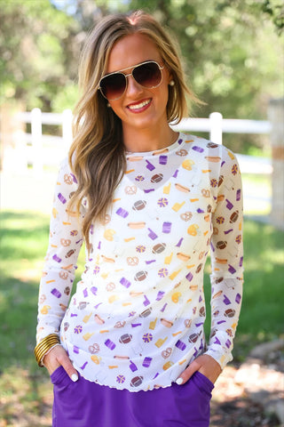 Alyssa Mesh Top- Purple Tailgate