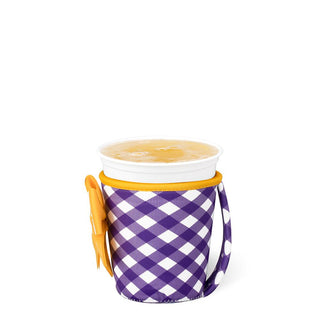 SWIG Small Gameday Gingham Purple+Yellow Iced Cup Coolie