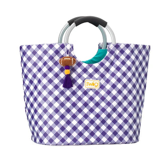 SWIG Gameday Gingham Purple & Yellow Loopi Tote