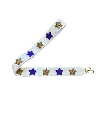 Purple & Gold Star Sequin Bag Strap
