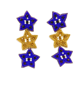 Purple & Gold Triple Star Earrings