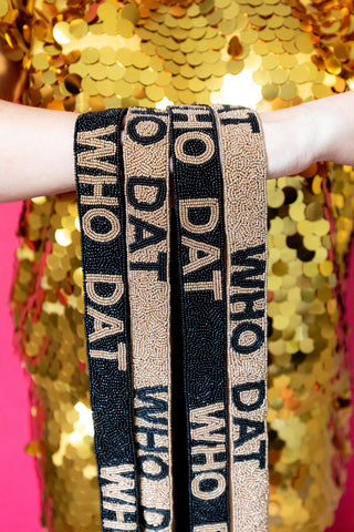 Black Seed Bead WHO DAT Purse Strap