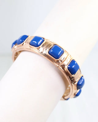 Allie Hammered Gold Stretch Bracelet in Blue
