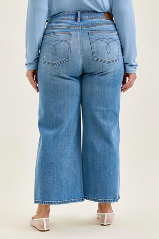 Judy Blue Mid Rise Ankle Wide Leg Jeans