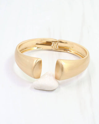 Hazel Hinged Bangle Bracelet Worn Gold