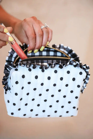Polka Dot Quilted Ruffle Bag