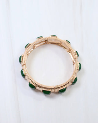 Allie Hammered Gold Stretch Bracelet in Green