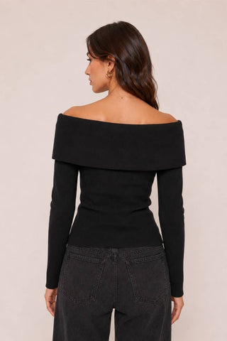 Off Shoulder Crossover Knit Top
