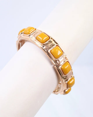 Allie Hammered Gold Stretch Bracelet in Mustard