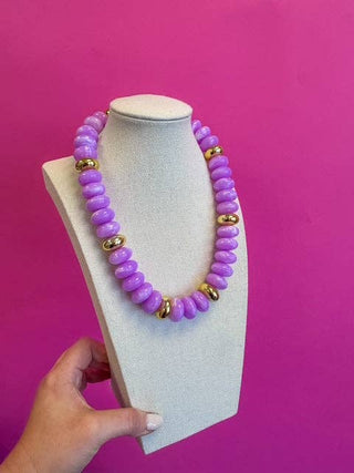 Lavender and Gold Bead Necklace